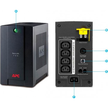 Интерактивный ИБП APC by Schneider Electric Back-UPS BX700UI 